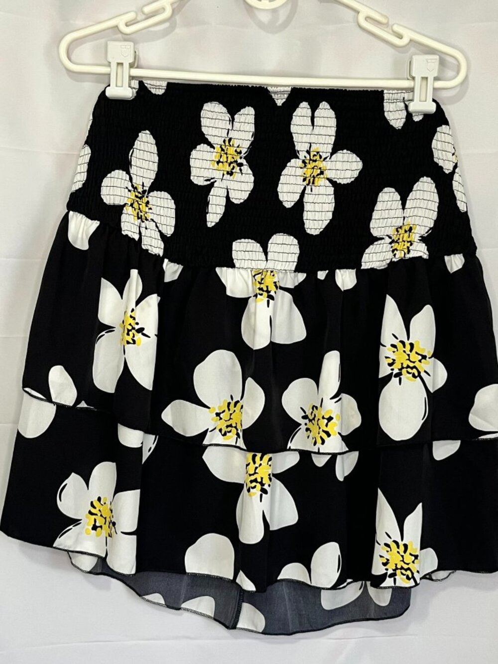SHEIN Strapless Black White Floral Smocked Tube Top Babydoll Tiered Flowy Y2K 2X